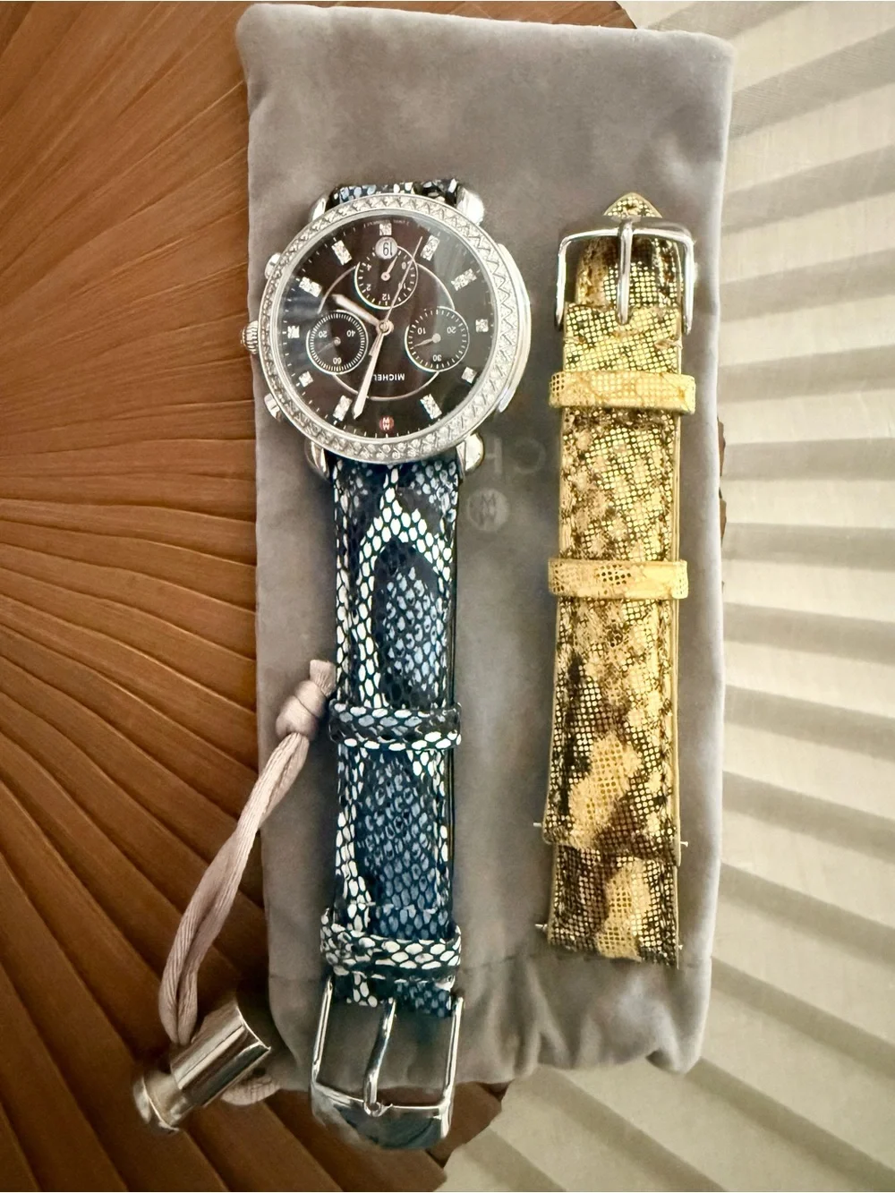 Michele Sidney chronograph diamond watch, 38mm case